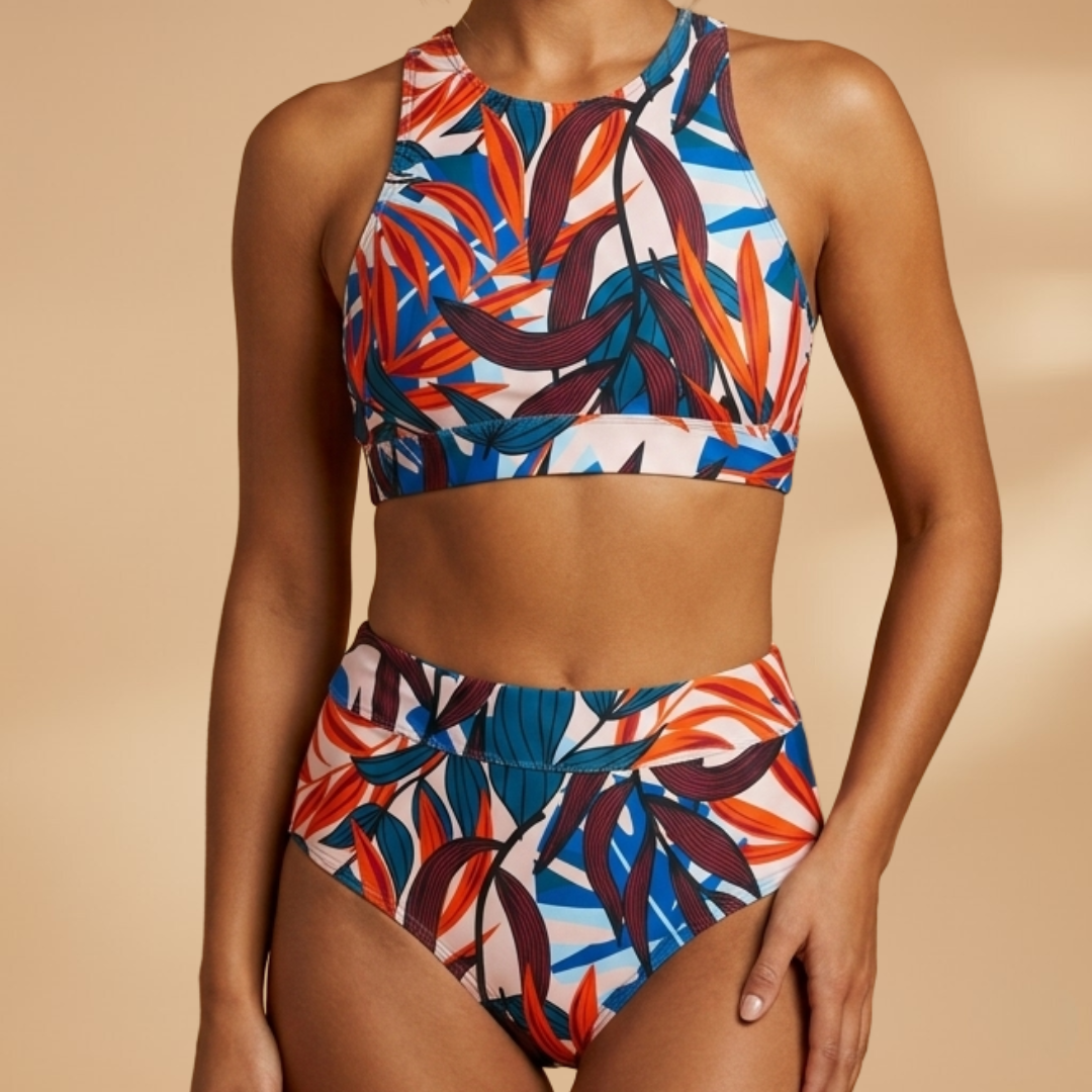 Bikini deportivo para mujer - conjunto con top de tipo bustier y braga | natación