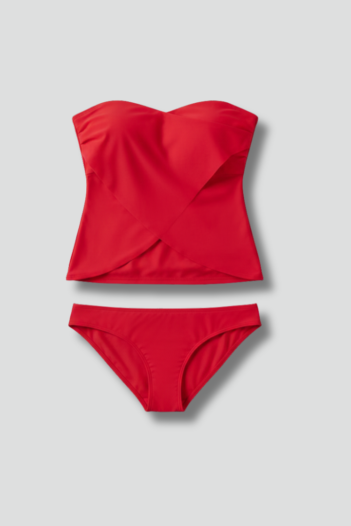 Conjunto Tankini Strapless para Mujer con Braga a Juego Traje de Baño