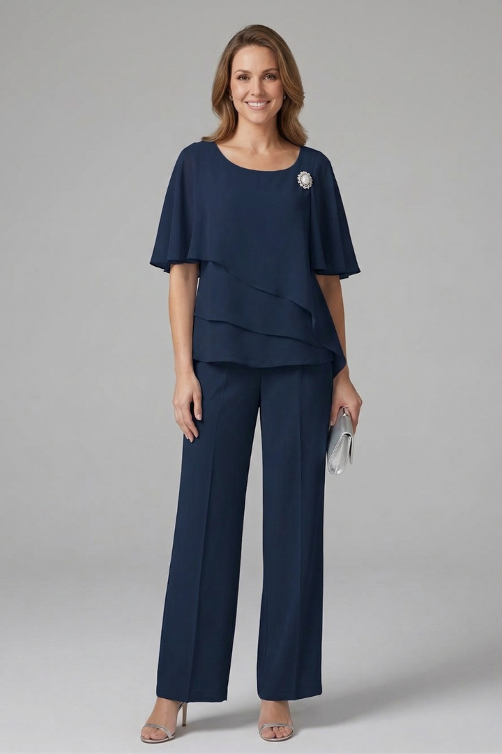 Conjunto de pantalón y top para mujer - dos piezas asimétrico sin cierre | casual