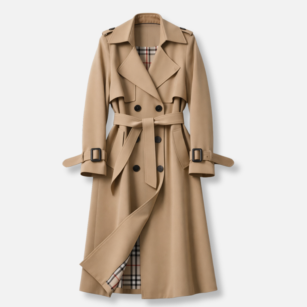 Trench de Mezcla de Algodón para Mujer con Cinturón Ajustable y Corte Sastre