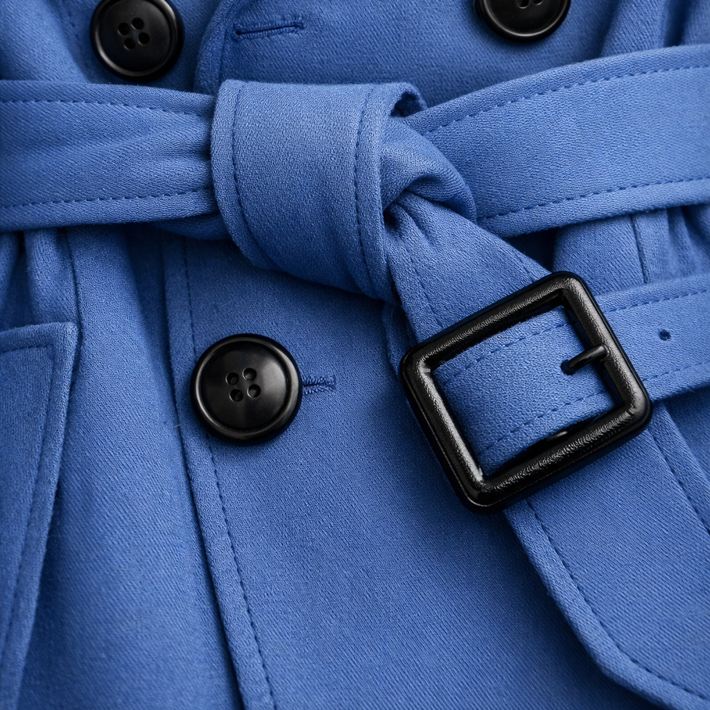 Trench de Mezcla de Algodón para Mujer con Cinturón Ajustable y Corte Sastre