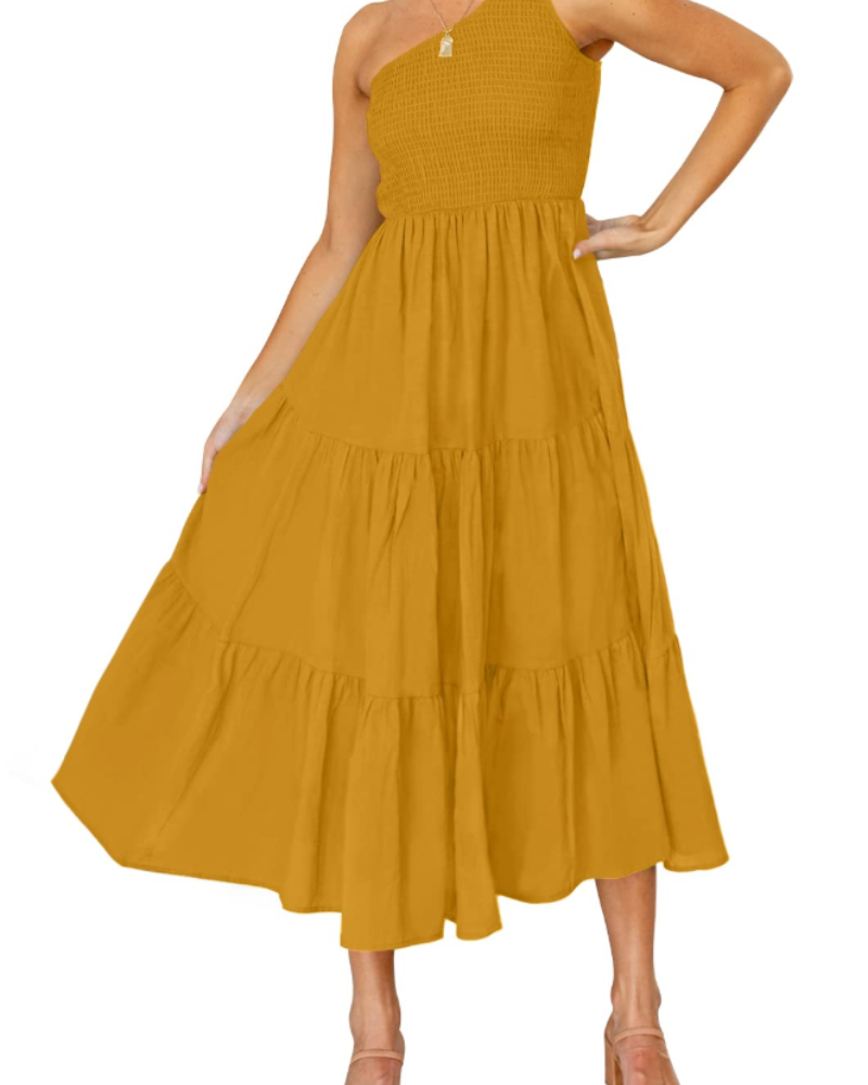 Vestido largo mujer | una manga | diseño asimétrico para eventos
