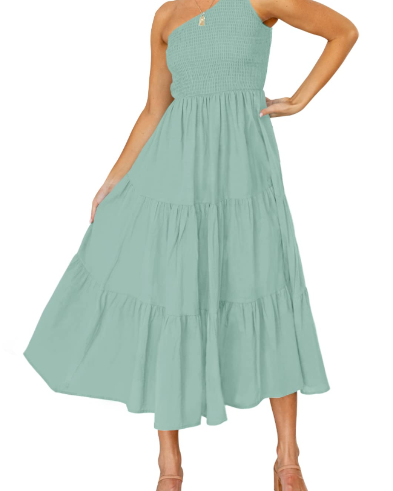 Vestido largo mujer | una manga | diseño asimétrico para eventos