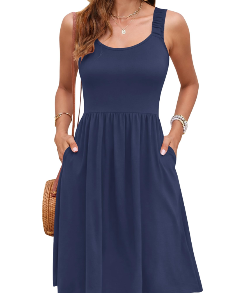 Vestido verano mujer | cuello cuadrado | corte A con talle ajustado | vacaciones