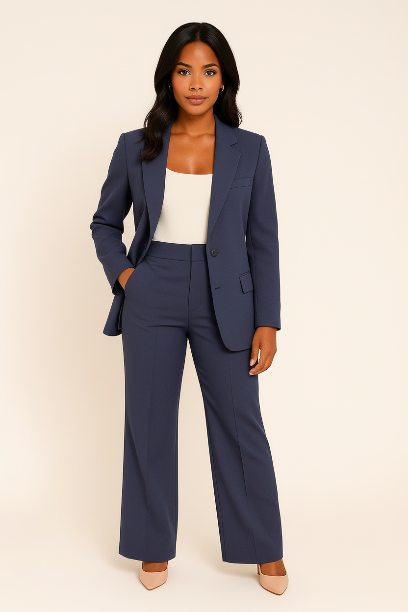 Traje de chaqueta y pantalón mujer — corte entallado dos piezas — oficina