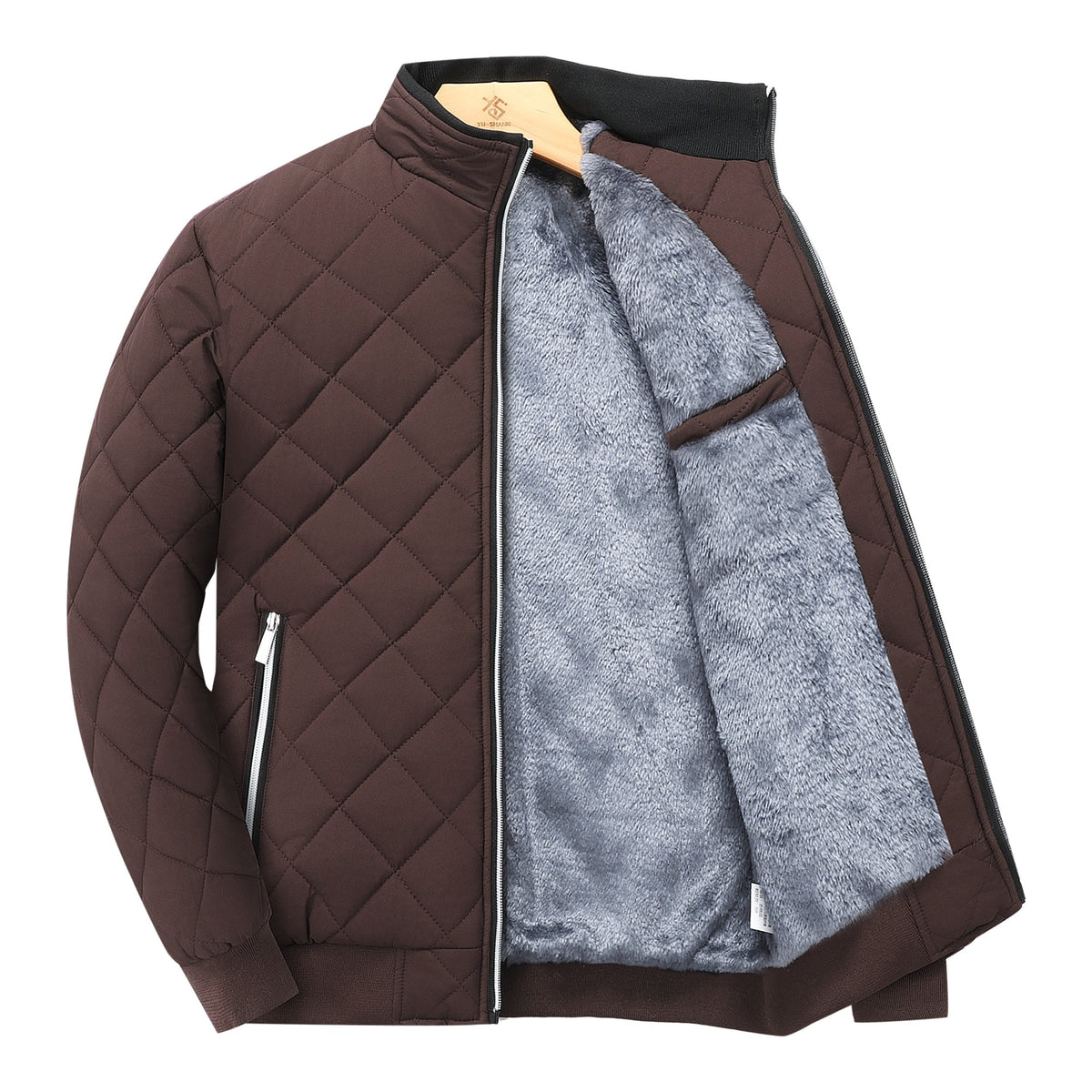 Chaqueta Acolchada de Poliéster para Hombre con Cuello Alto y Cremallera