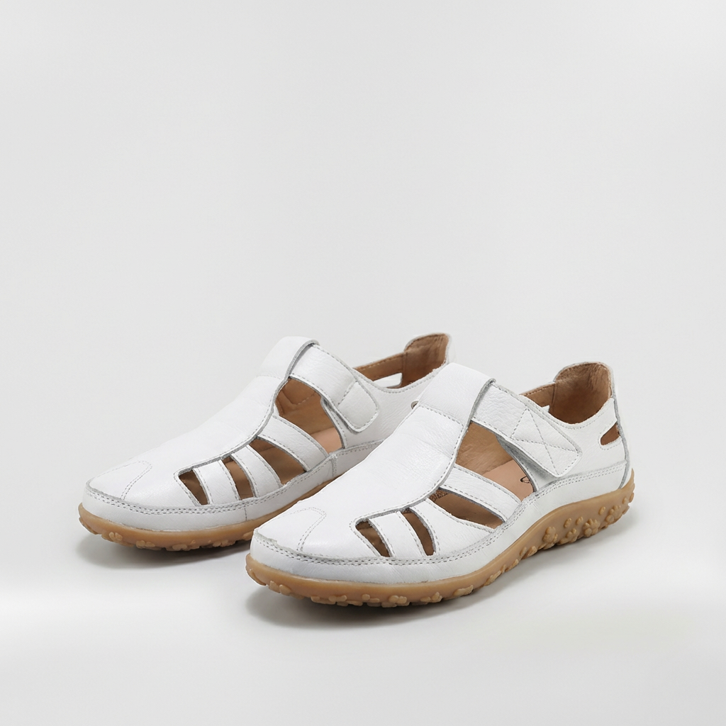 Sandalias Cerradas para Mujer Zapatos de Cuero con Tiras y Suela de Gran Confort