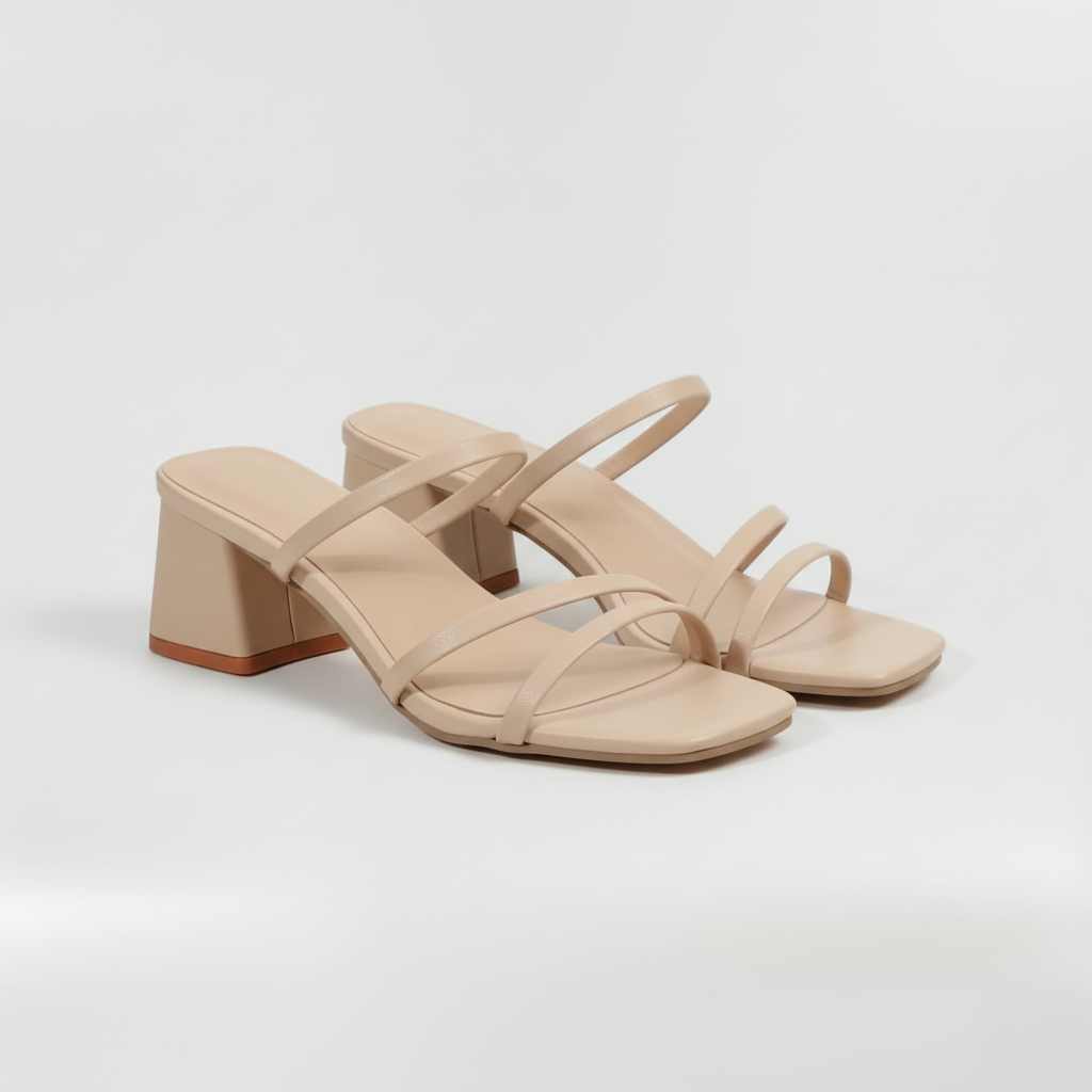 Sandalias de Tacón Medio con Tiras y Suela de Apoyo para Mujer