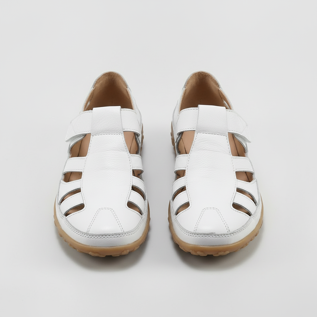 Sandalias Cerradas para Mujer Zapatos de Cuero con Tiras y Suela de Gran Confort