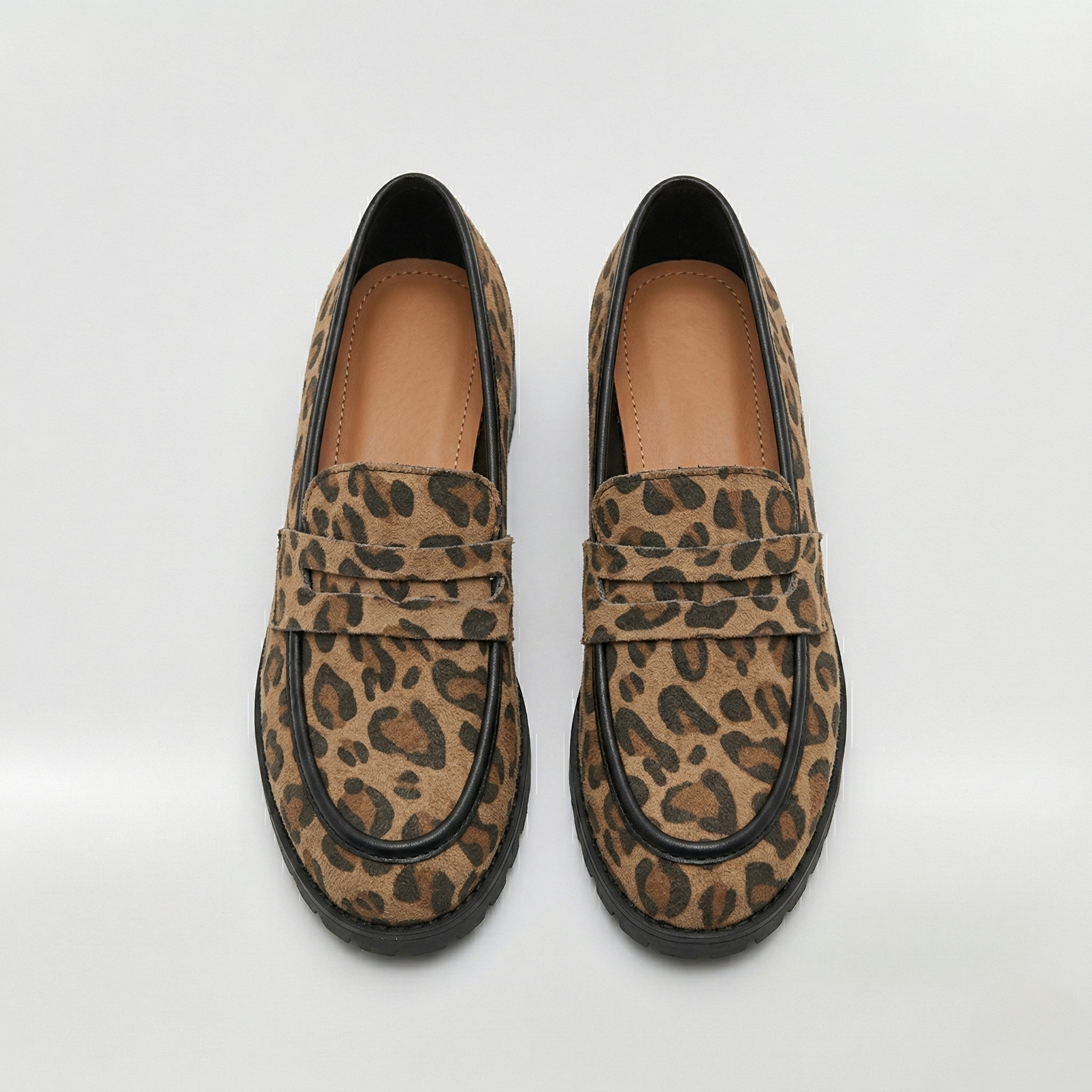 Mocasines de Leopardo para Mujer Zapatos Planos con Suela de Goma Dentada