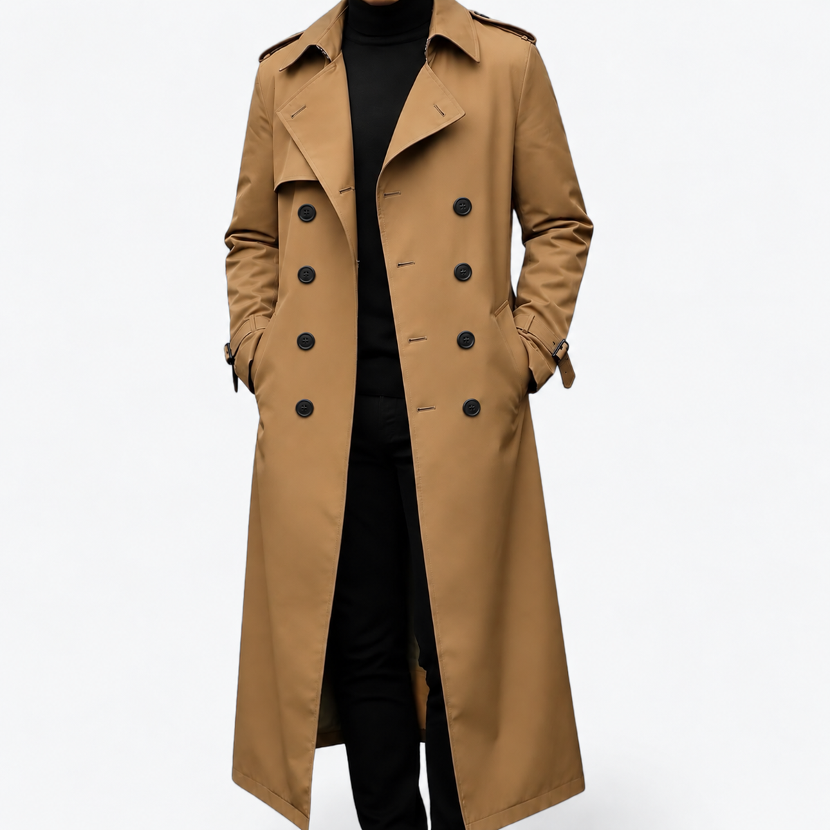 Abrigo Trench Hombre Invierno Estilo Refinado