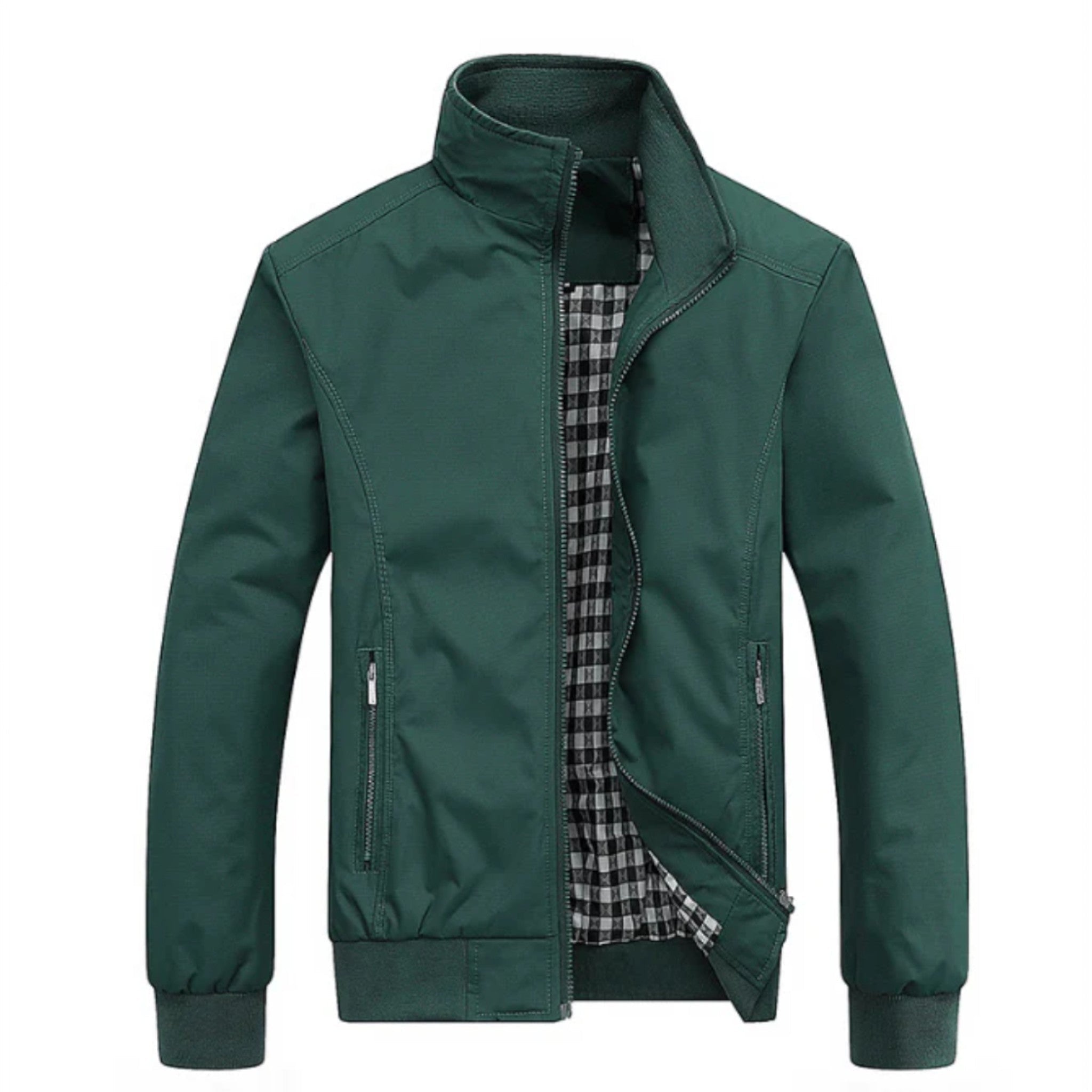 Chaqueta Bomber Ligera para Hombre con Cierre de Cremallera y Cuello Alto