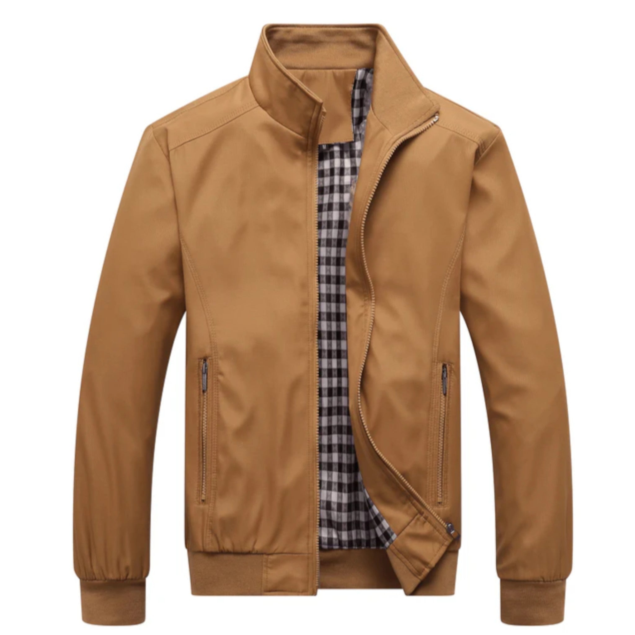 Chaqueta Bomber Ligera para Hombre con Cierre de Cremallera y Cuello Alto