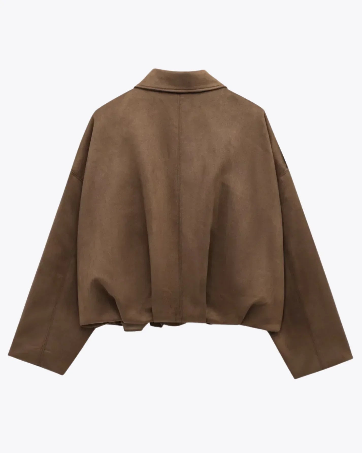 Chaqueta Bomber de Ante para Mujer Estilo Oversize con Cierre de Cremallera