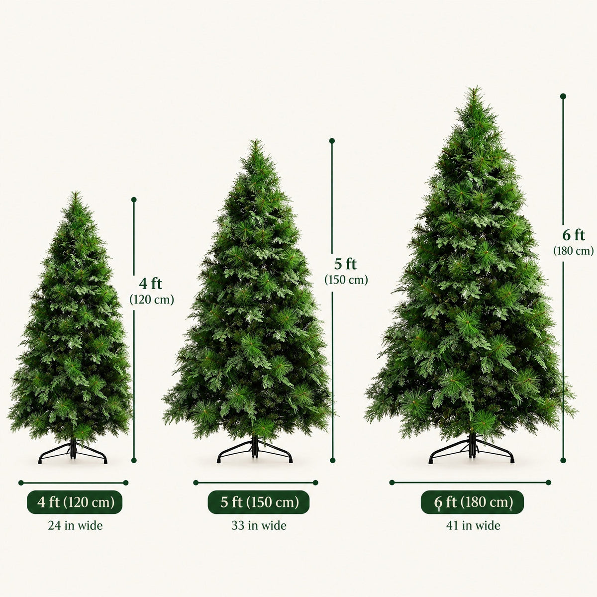 Albero artificiale preilluminato con luci LED calde e supporto metallico pieghevole