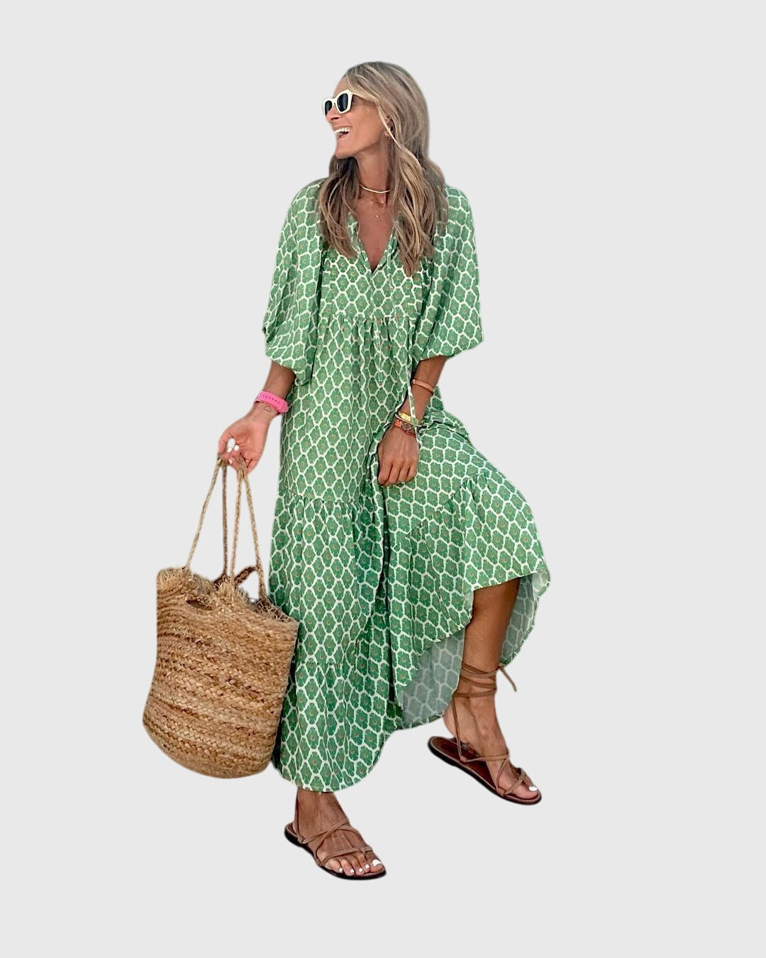 Vestido largo bohemio | vestido estampado para diario