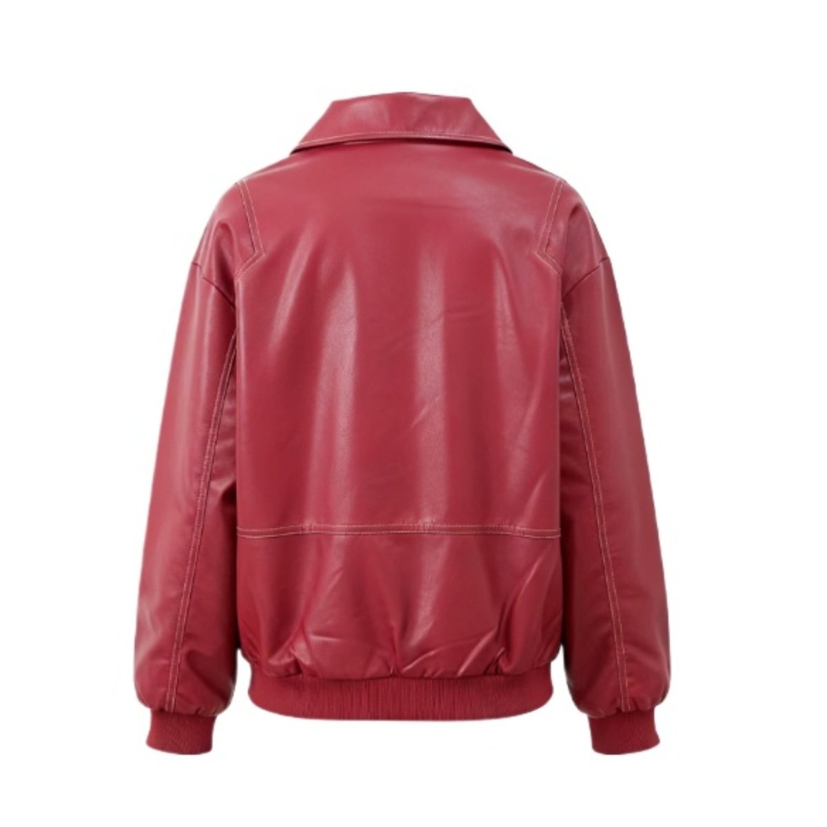 Oversized bomber μπουφάν από συνθετικό δέρμα με αντίθετες ραφές