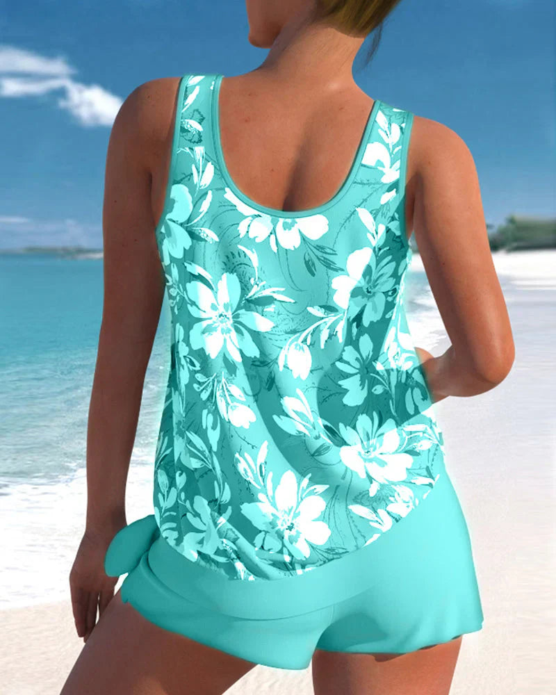 Conjunto de Tankini de Playa para Mujer con Top sin Mangas y Pantalones Cortos