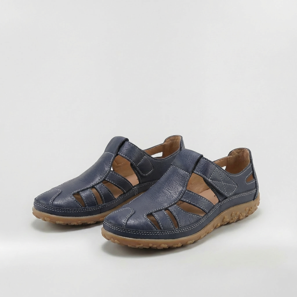 Sandalias Cerradas para Mujer Zapatos de Cuero con Tiras y Suela de Gran Confort
