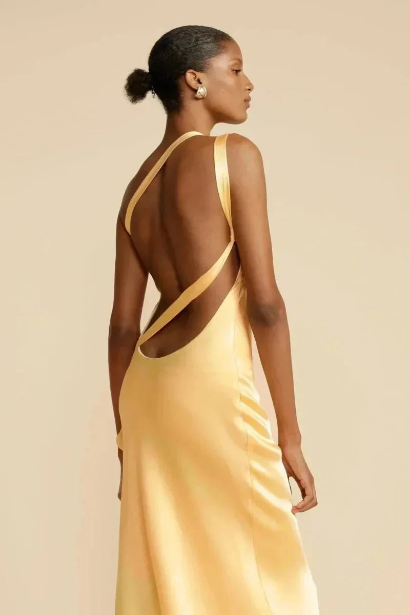 Vestido de Gala de Poliéster con Cuello Colgante y Diseño de un Solo Hombro