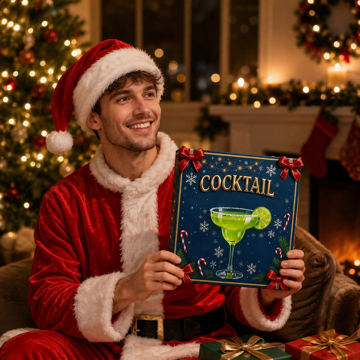 Adventní kalendář s 24 dekorativními ozdobami ve tvaru koktejlových lahví