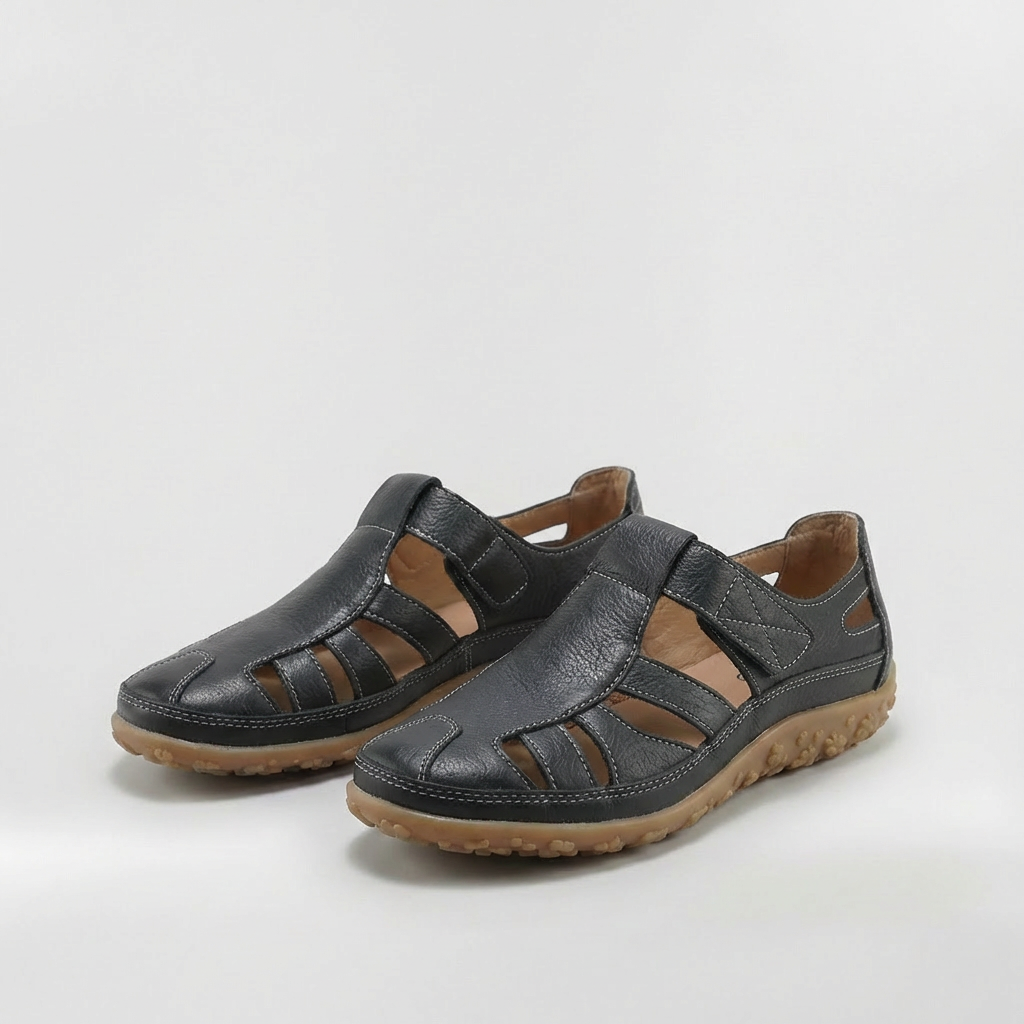 Sandalias Cerradas para Mujer Zapatos de Cuero con Tiras y Suela de Gran Confort