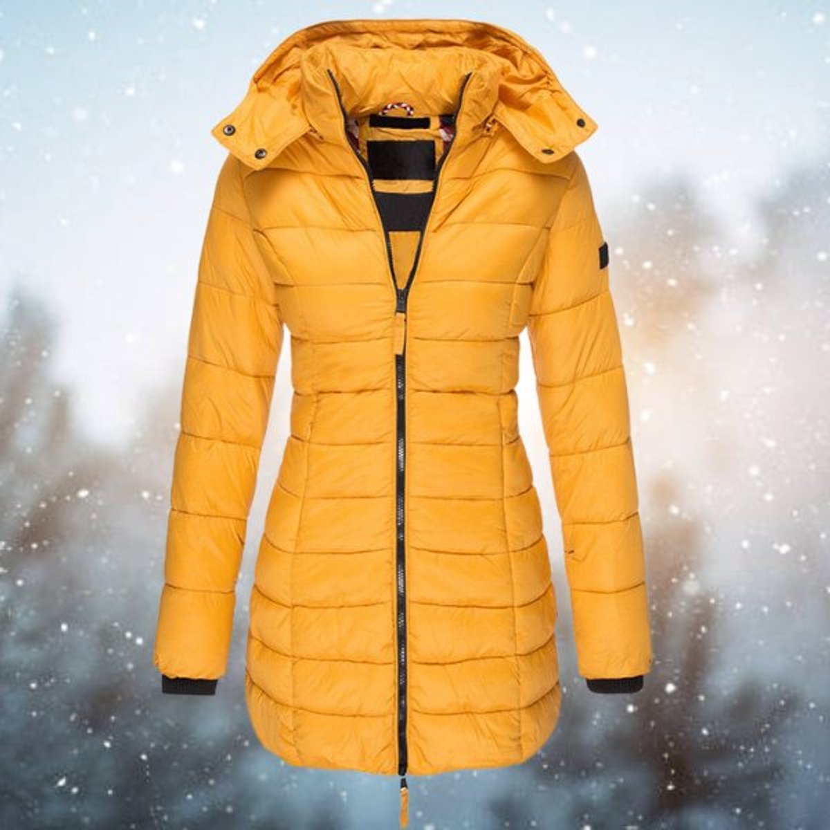 Chaqueta Acolchada para Mujer con Capucha Desmontable y Corte Entallado