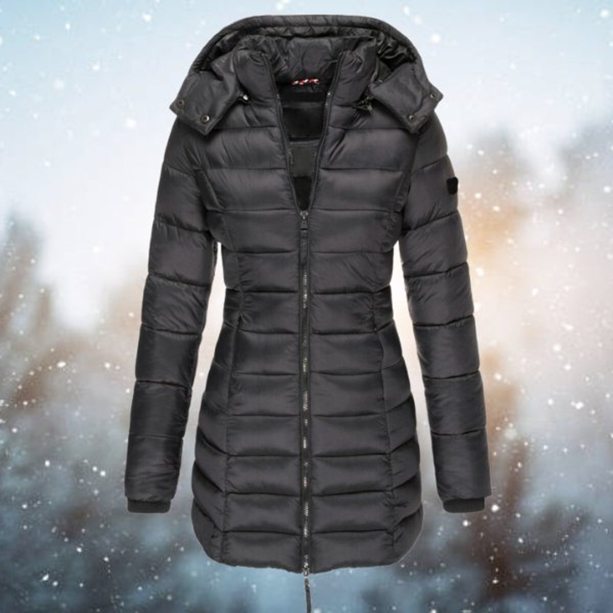 Chaqueta Acolchada para Mujer con Capucha Desmontable y Corte Entallado