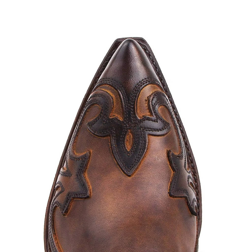 Botas Vaqueras de Mujer Botines Estilo Cowboy con Bordado y Punta Fina de Cuero PU