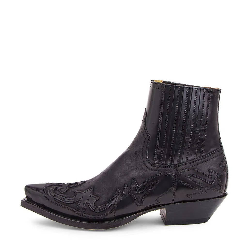 Botas Vaqueras de Mujer Botines Estilo Cowboy con Bordado y Punta Fina de Cuero PU