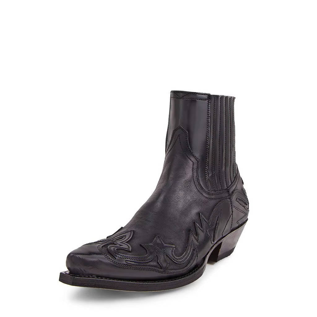 Botas Vaqueras de Mujer Botines Estilo Cowboy con Bordado y Punta Fina de Cuero PU