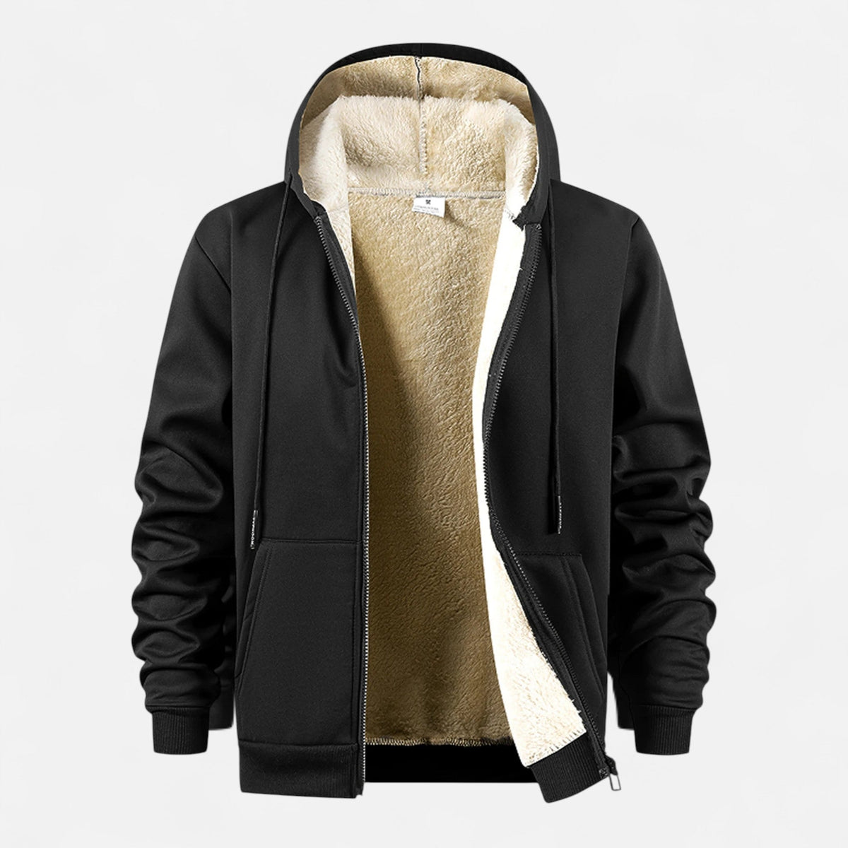 Chaqueta de Hombre con Capucha y Cremallera Completa con Forro Polar Suave