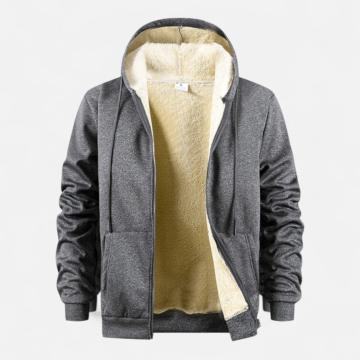 Chaqueta de Hombre con Capucha y Cremallera Completa con Forro Polar Suave