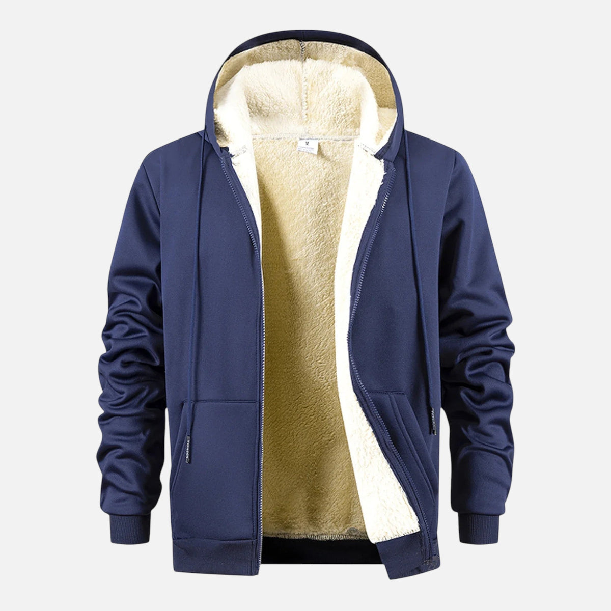 Chaqueta de Hombre con Capucha y Cremallera Completa con Forro Polar Suave