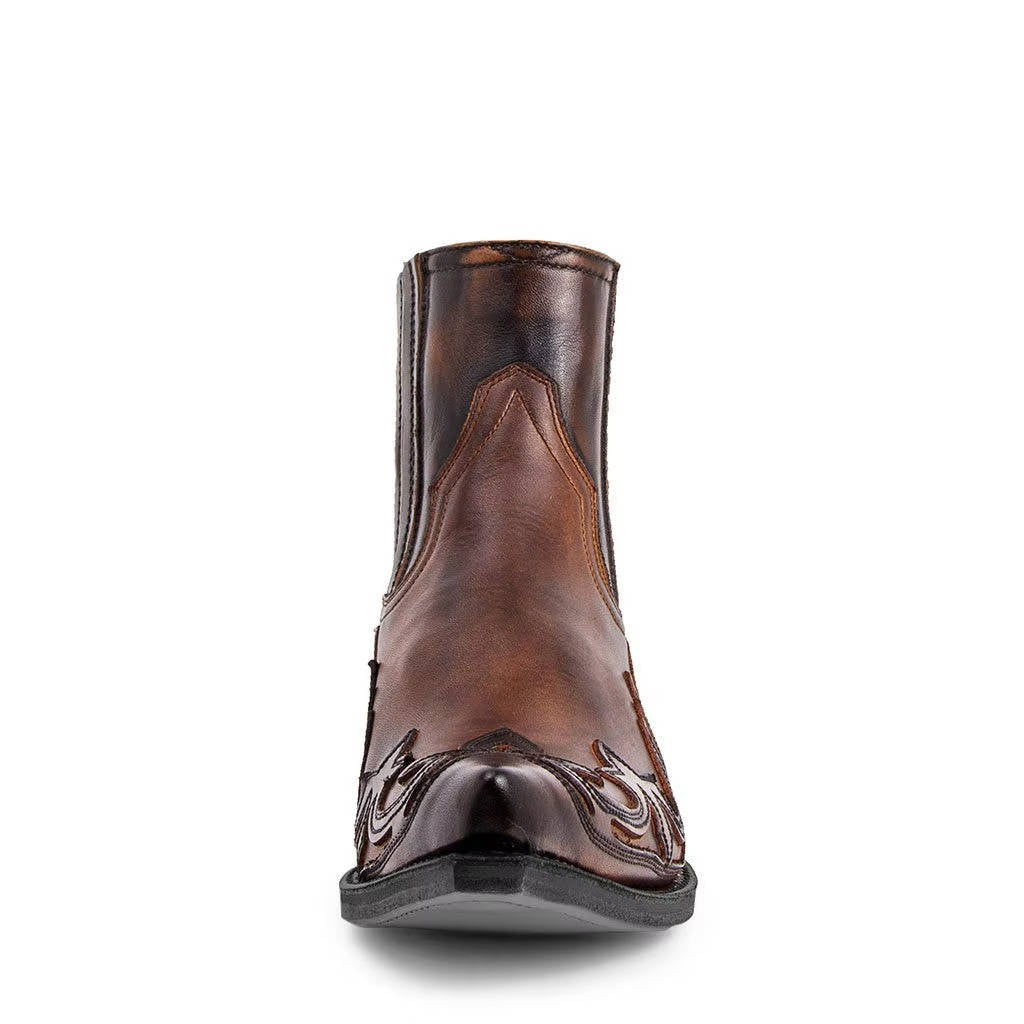 Botas Vaqueras de Mujer Botines Estilo Cowboy con Bordado y Punta Fina de Cuero PU