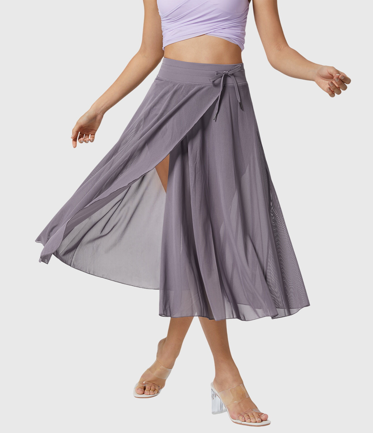 Falda Midi Acampanada de Talle Alto para Mujer con Cordón Ajustable