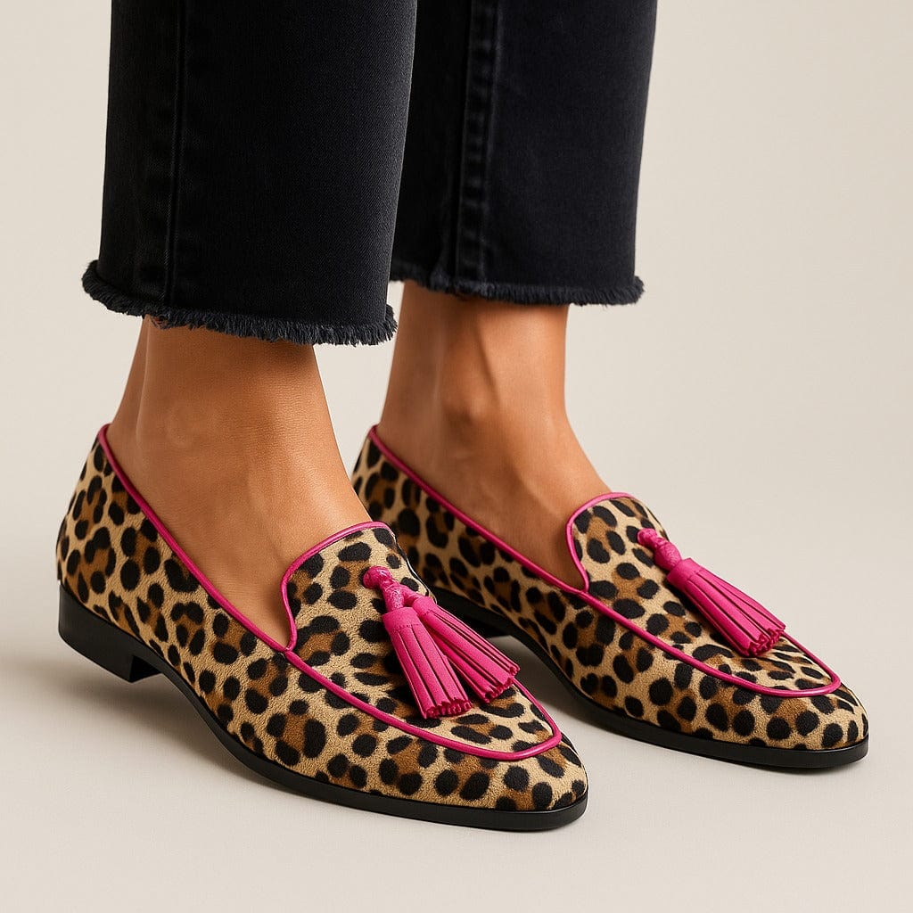 Mocasines para mujer - calzado plano estampado con flecos de borlas | diario