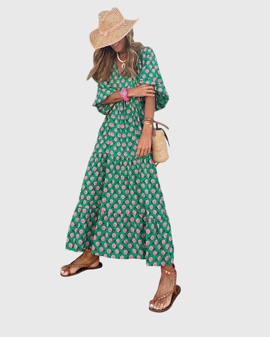 Vestido largo bohemio | vestido estampado para diario