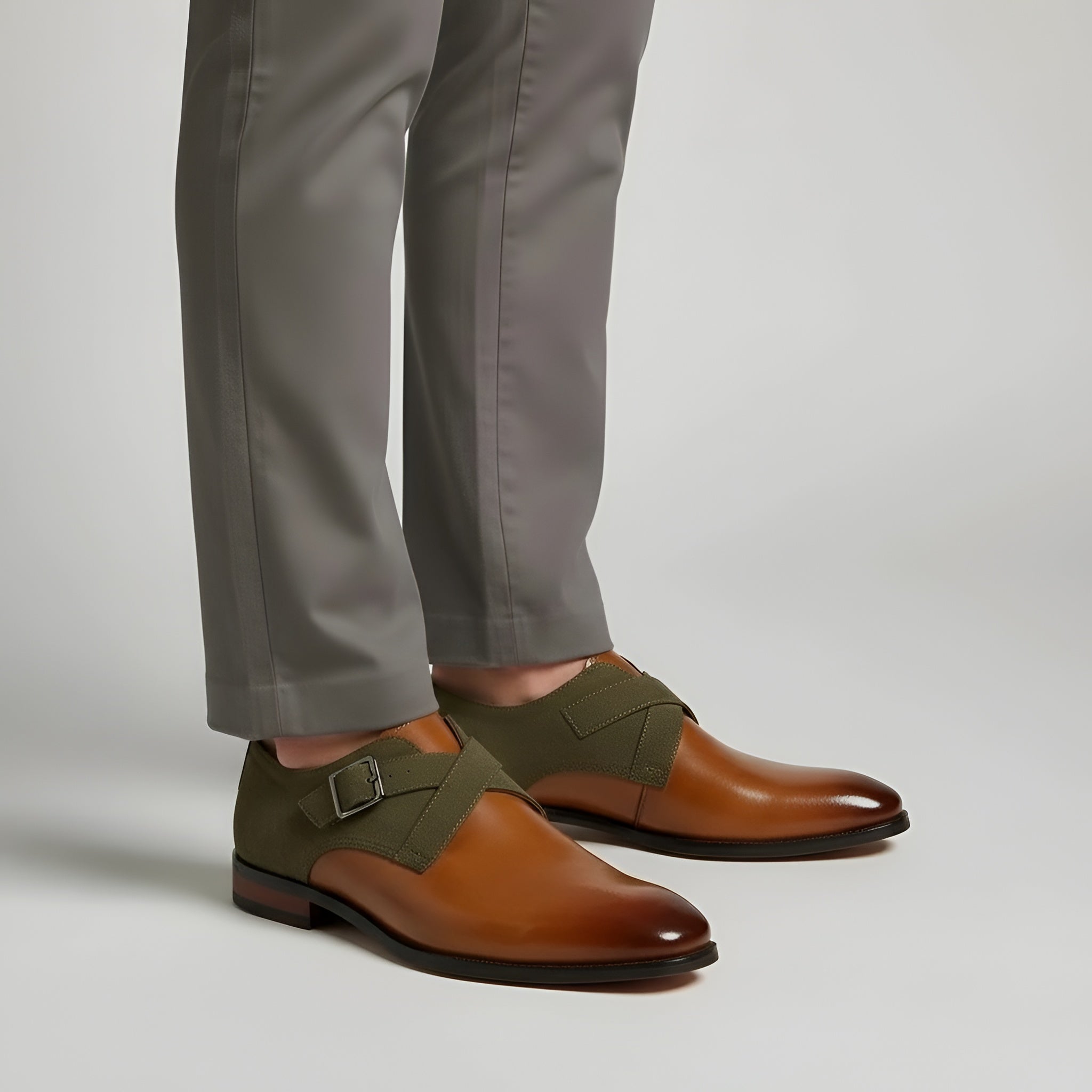 Zapatos Formales de Hombre con Hebilla Monk Strap en Cuero Sintético