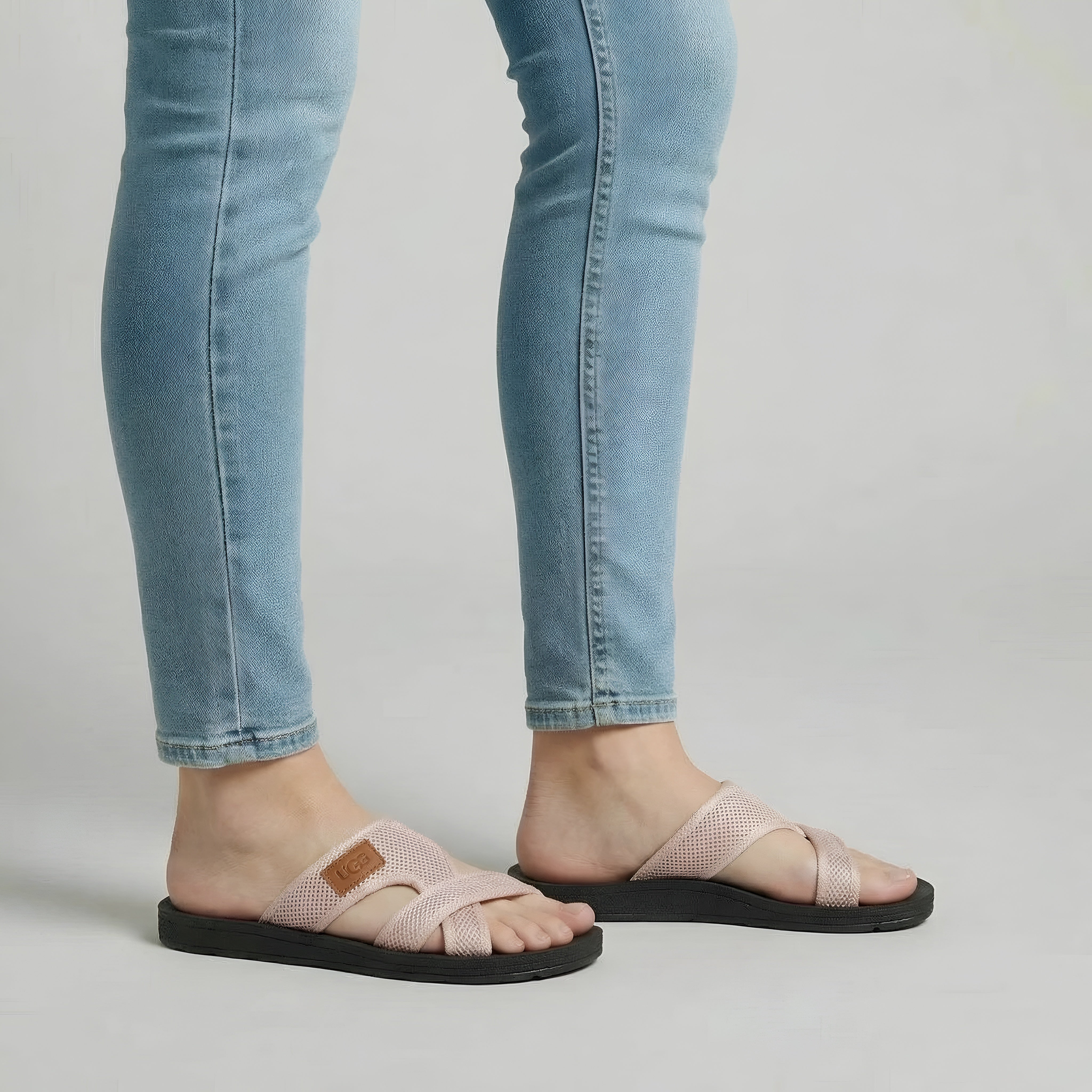 Sandalias Planas para Mujer Chanclas de Tela de Malla Pantuflas Ligeras de Goma
