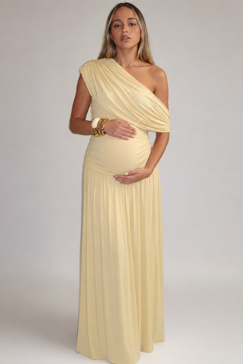 Vestido maternidad asimétrico largo elegante
