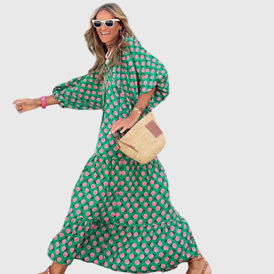 Vestido largo bohemio | vestido estampado para diario