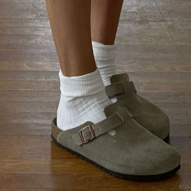 Zuecos unisex ante premium suela corcho anatómica soporte arco