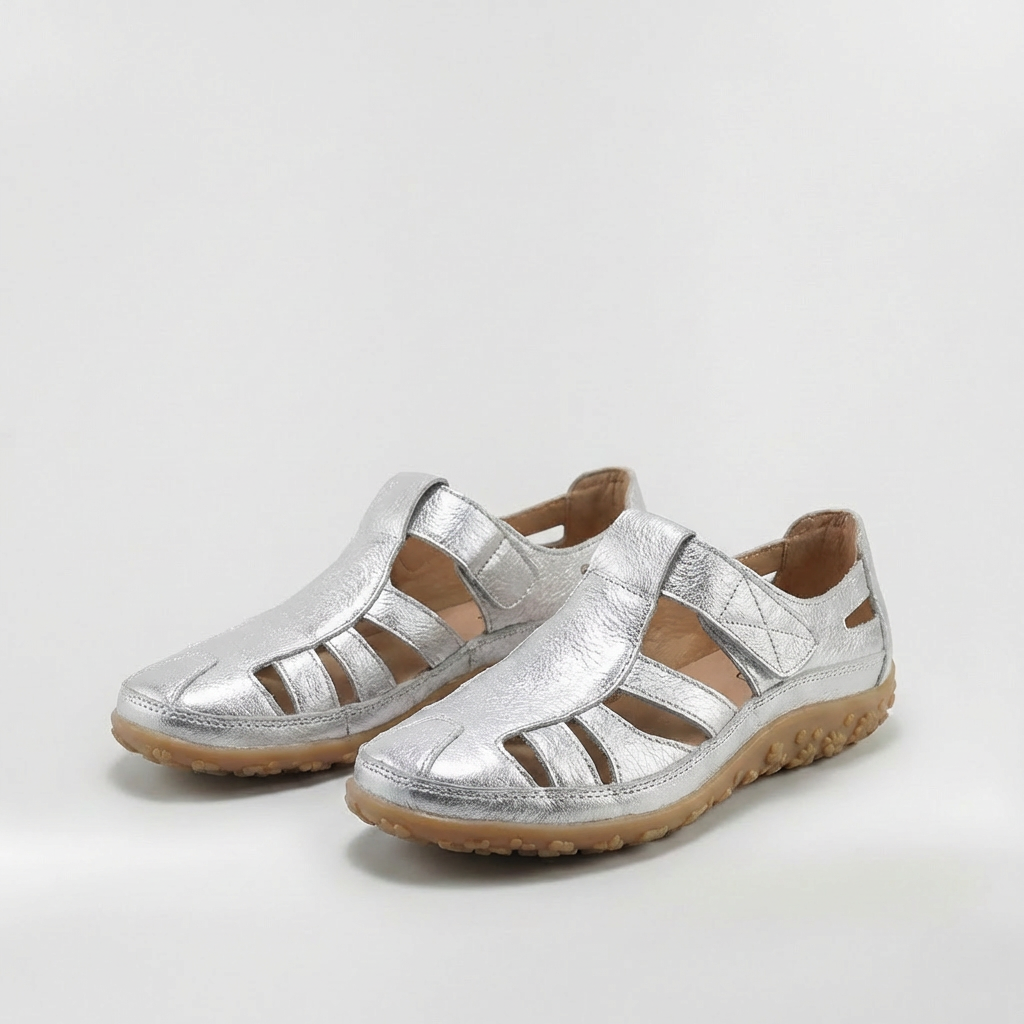 Sandalias Cerradas para Mujer Zapatos de Cuero con Tiras y Suela de Gran Confort