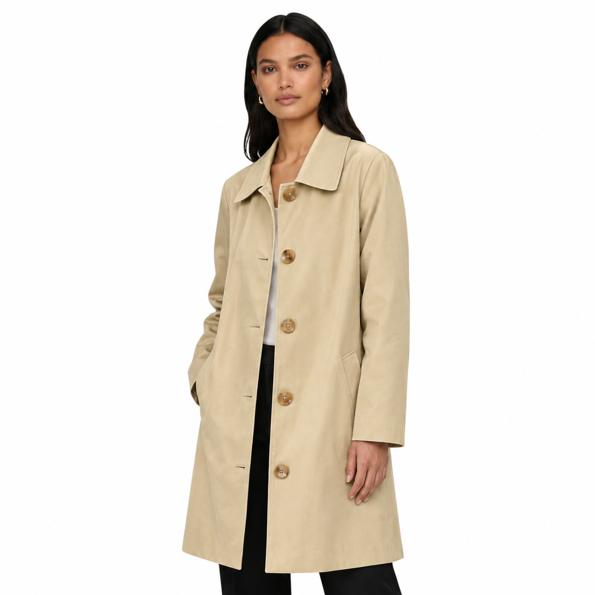 Gabardina de Mujer Midi con Corte Moderno y Diseño Ligero y Versátil
