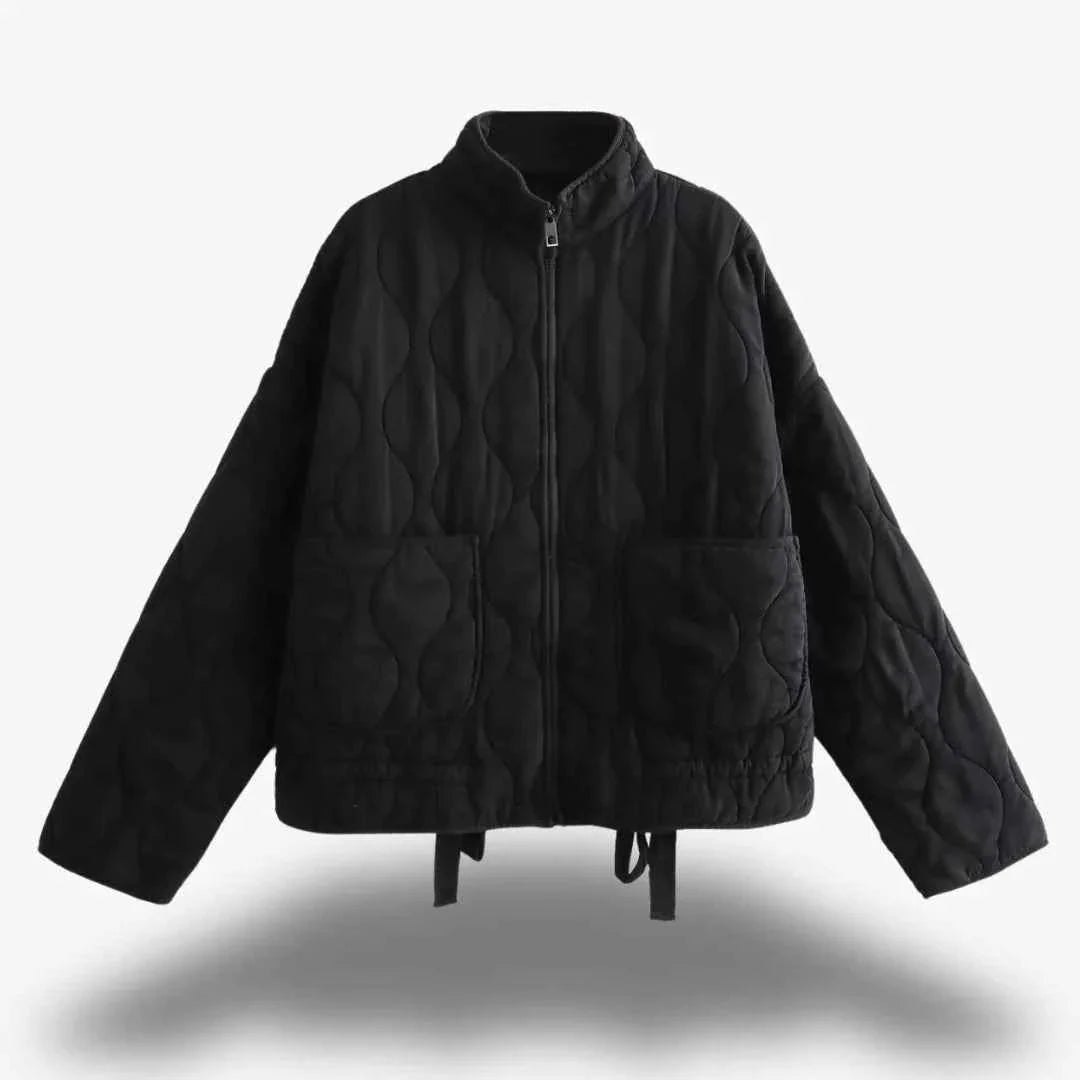 Chaqueta Acolchada para Mujer con Corte Entallado y Botonadura Oculta