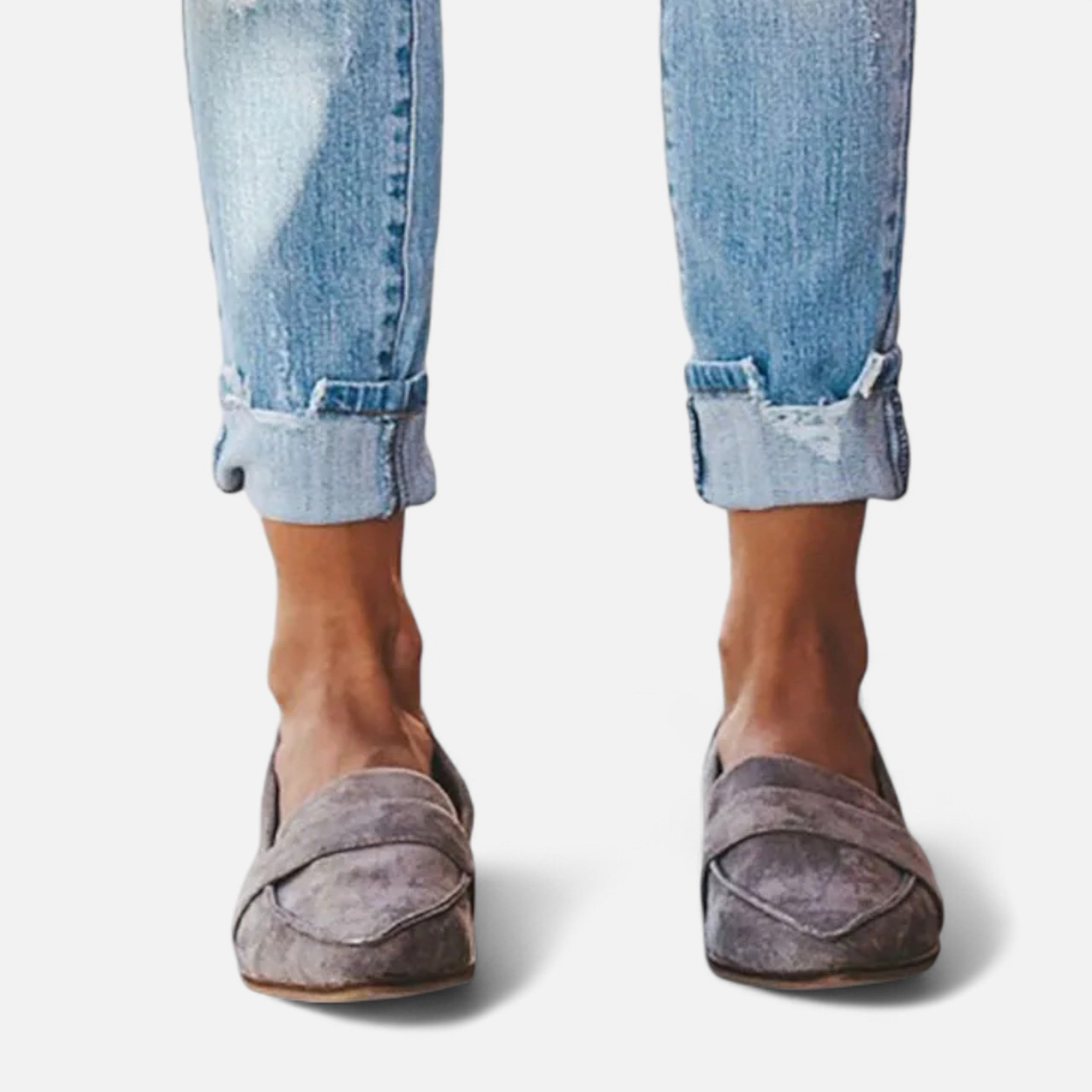 Mocasines de Punta Fina Estilo Retro para Mujer en Gamuza Sintética