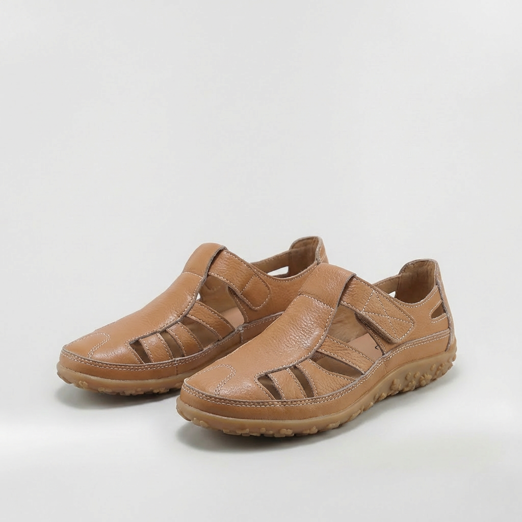 Sandalias Cerradas para Mujer Zapatos de Cuero con Tiras y Suela de Gran Confort