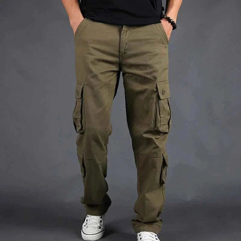 Pantalón Cargo de Hombre con Bolsillos Funcionales y Cintura Ajustable