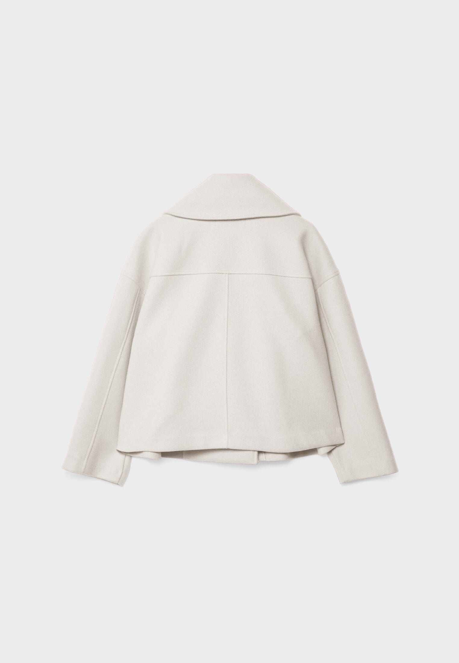 Chaqueta corta de lana para mujer cruzada con cuello de solapa y doble botonadura